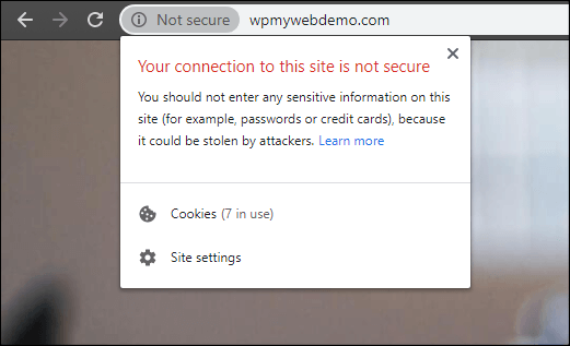 your connection to this is not secure