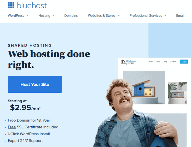 Bluehost homepage