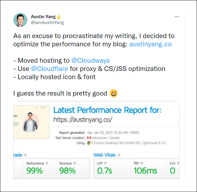 Cloudways results on Twitter