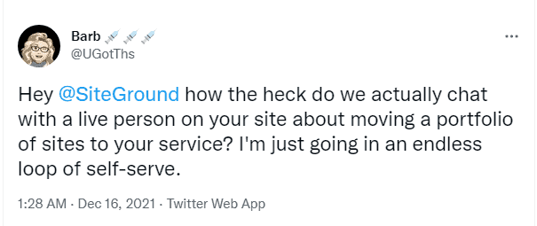 SiteGround Reviews on Twitter 6