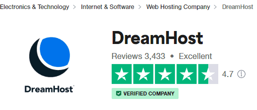 DreamHost review on Trustpilot