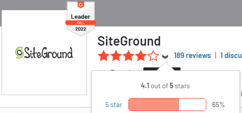 SiteGround rating on G2