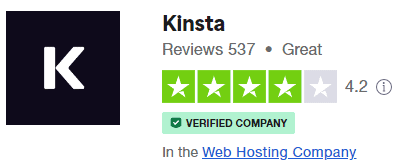 Kinsta Rating on Trustpilot